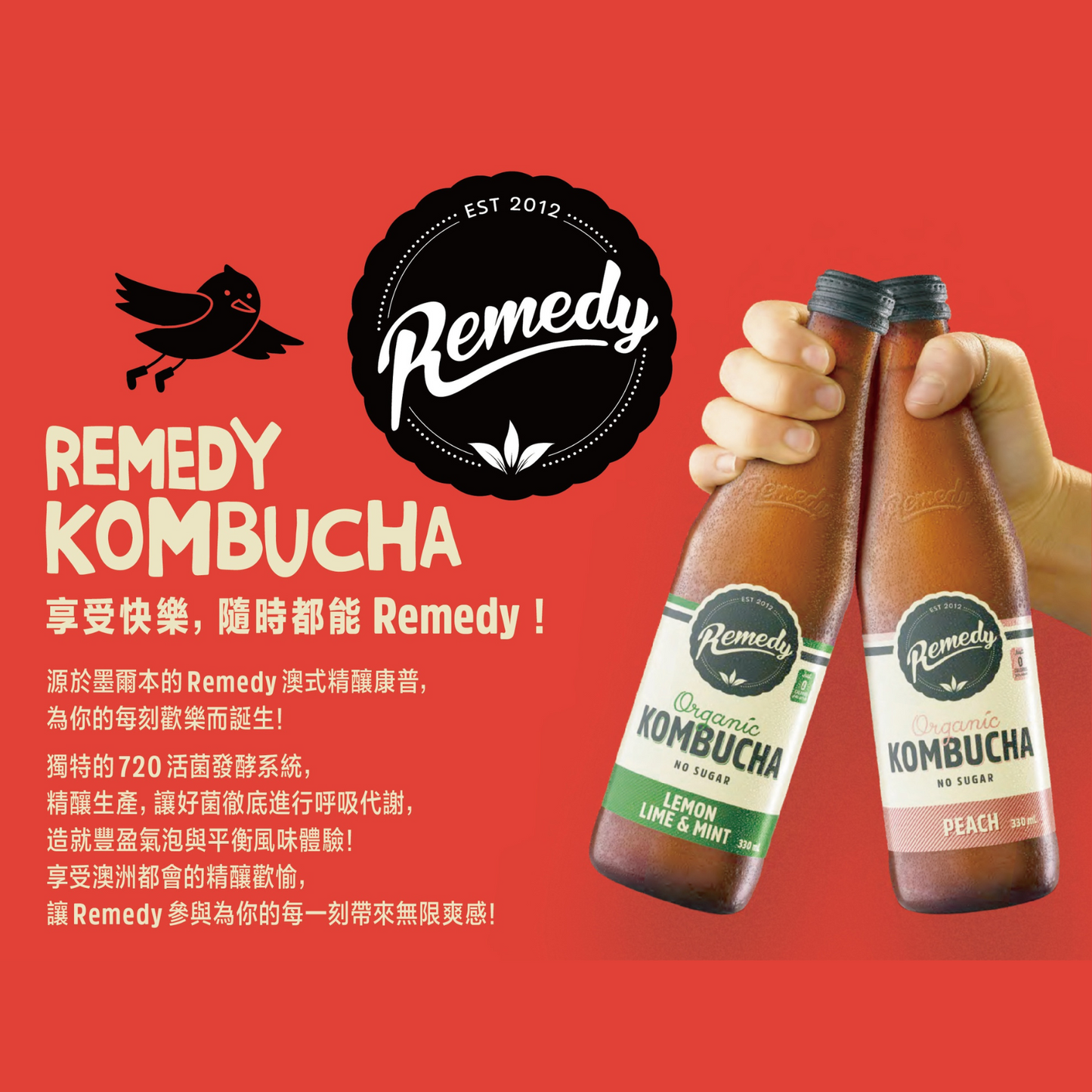 Remedy 澳式精釀康普茶/水蜜桃/檸檬覆盆莓/檸檬萊姆薄荷 風味