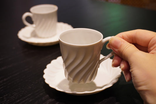 【Terre de fer】歐洲百年餐盤 白色咖啡杯組