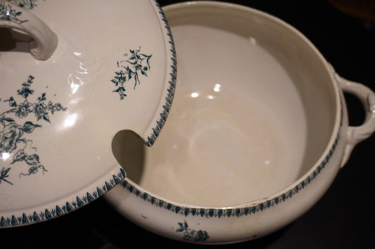 售完【Terre de fer】歐洲百年餐盤 玫瑰花園大湯盅