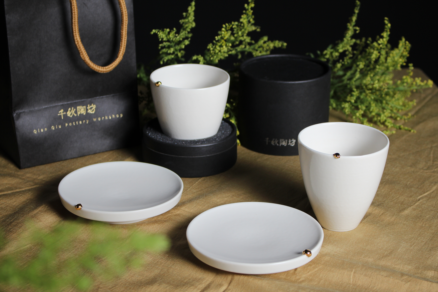 獨家【千秋陶坊】小金豆午茶杯盤組